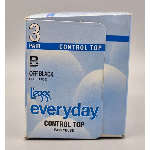 NOS NEW Leggs Everyday Pantyhose Size B Off Black 3 Pair Pack Control Top - Picture 5 of 5